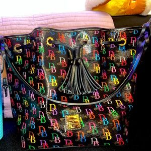 Rainbow & black Dooney & Bourke purse- like new!